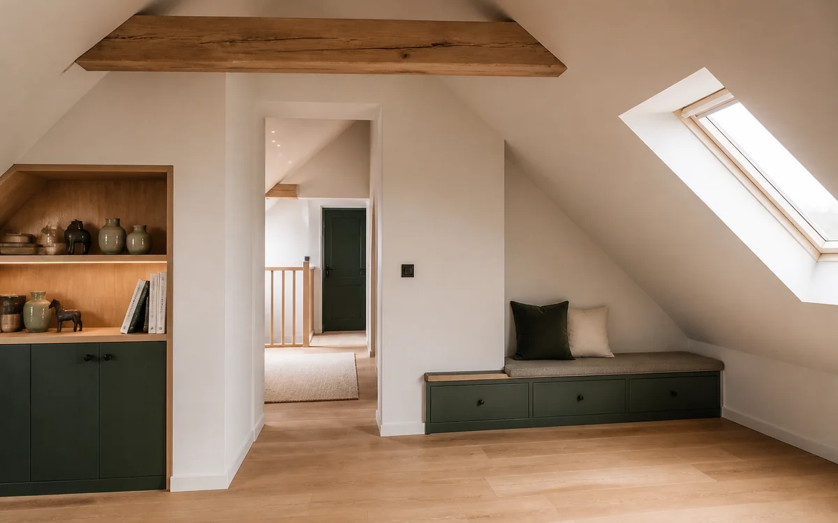 Combles aménagés avec rampants isolés et finition sobre dans une maison du Touquet